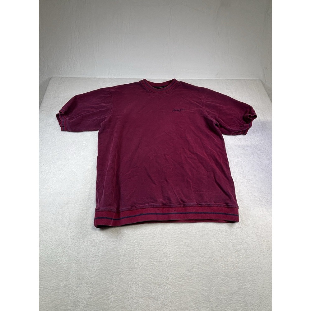 Sean John T Shirt Mens L Large Maroon Short Sleeve Crew Neck Pullover Casual Tee